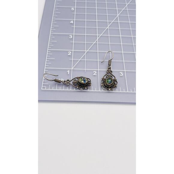 Mexican Fire Opal Dangle Earrings (E1969) - Summit Jewelers  Fire Opal Oval Cabochon Stone Silver 925 Dangle Earrings Vintage Jewellery Mexic
